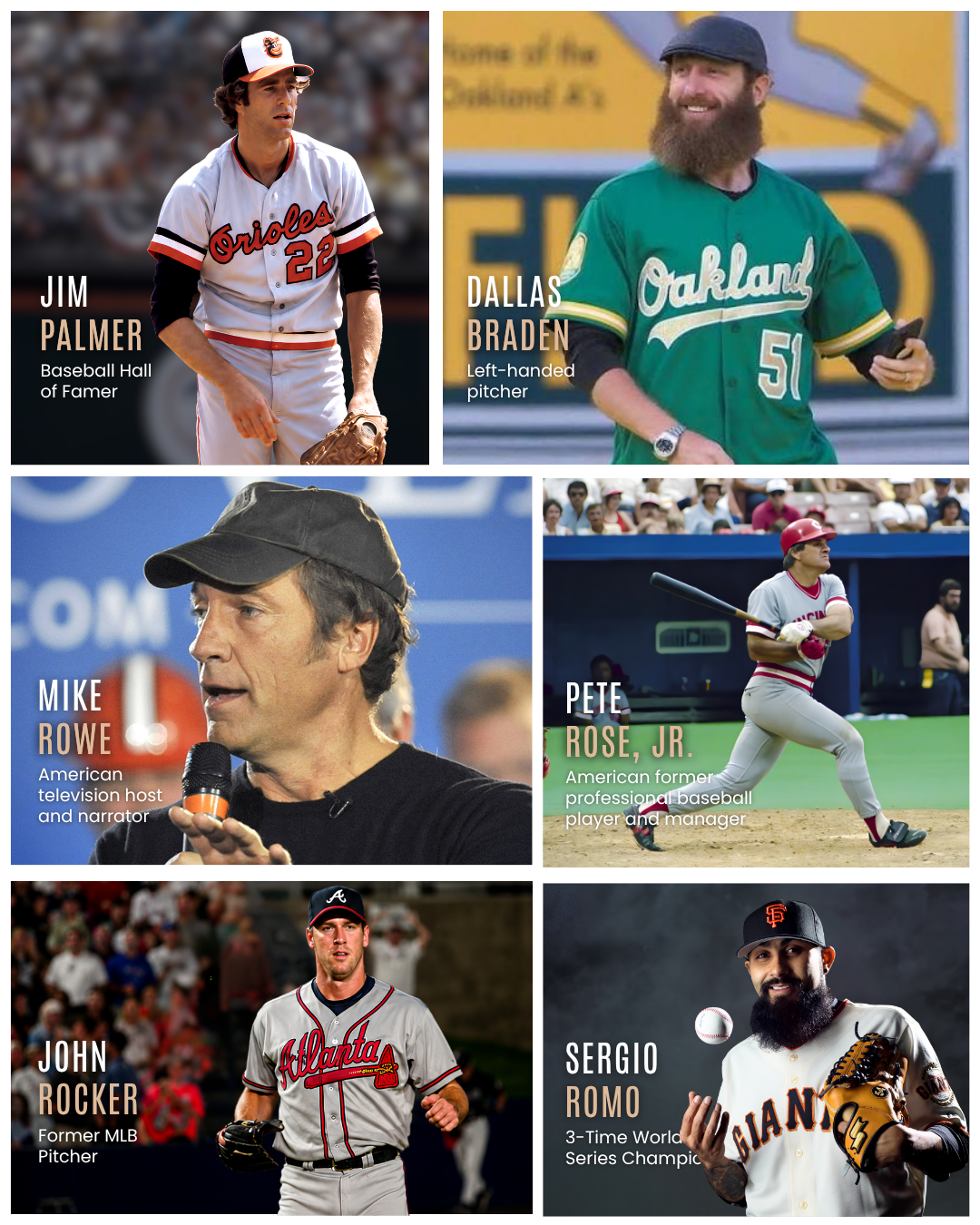 Segment 4 — Jim Palmer, Dallas Braden, Mike Rowe, Pete Rose Jr., John Rocker and Sergio Romo