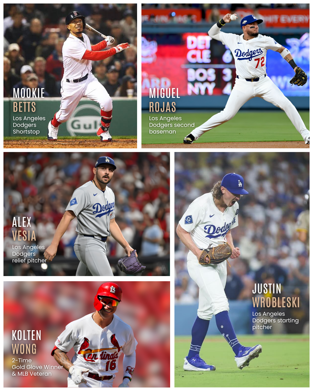 Segment 1 — Mookie Betts, Miguel Rojas, Alex Vesia, Kolten Wong and Justin Wrobleski