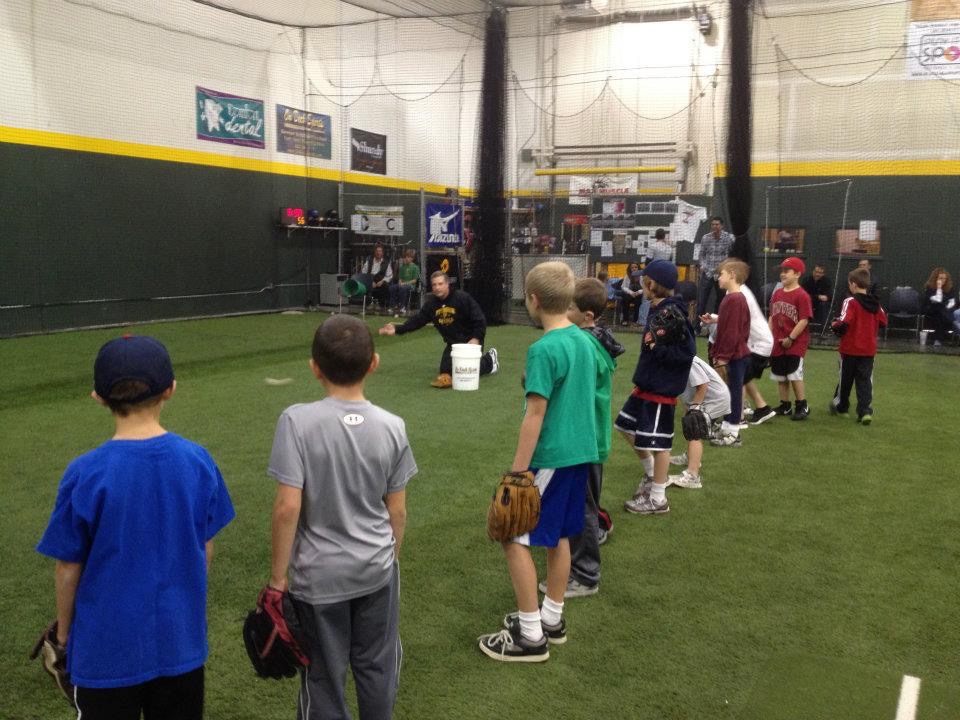 Youth camp throwing drills at Sandlot HR